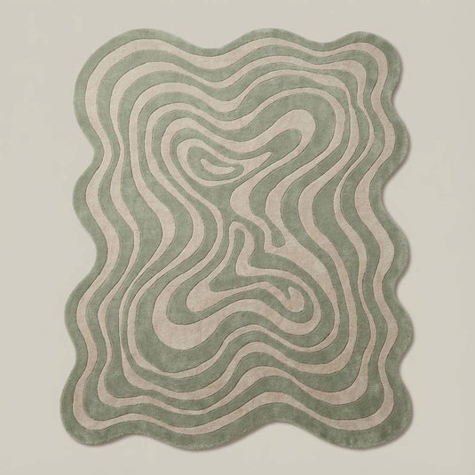 Translation missing: es.Organic shaped rug with flowing wavy line pattern and sculptural abstract form