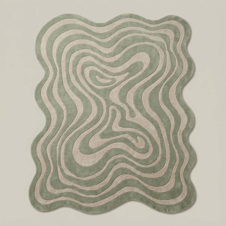 Translation missing: es.Organic shaped rug with flowing wavy line pattern and sculptural abstract form
