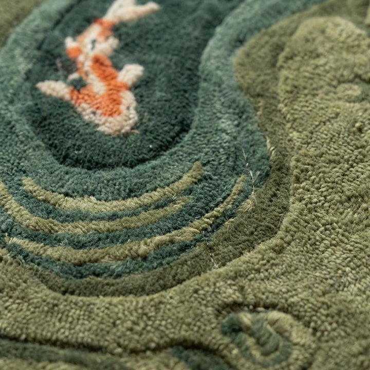 Translation missing: es.Irregular organic shaped wool rug designed as calming koi pond statement décor piece