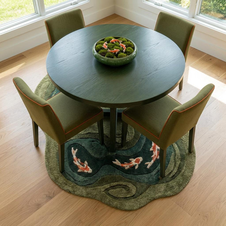 Translation missing: es.Koi Fish Pond Hand Tufted Rug, Irregular Wool Area Carpet