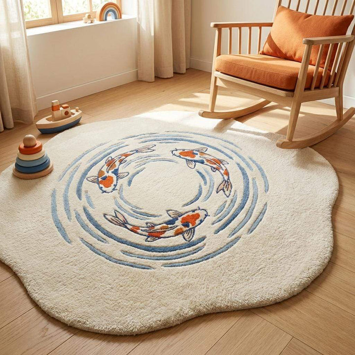 Translation missing: en.Koi Fish Rug Hand Tufted Irregular Shaped Wool Area