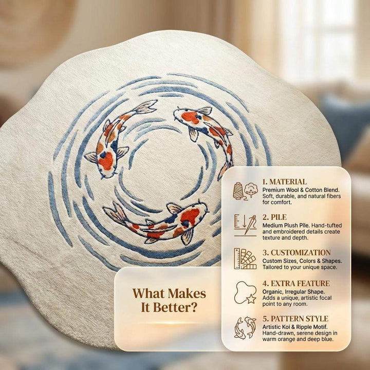 Translation missing: en.Koi Fish Rug Hand Tufted Irregular Shaped Wool Area