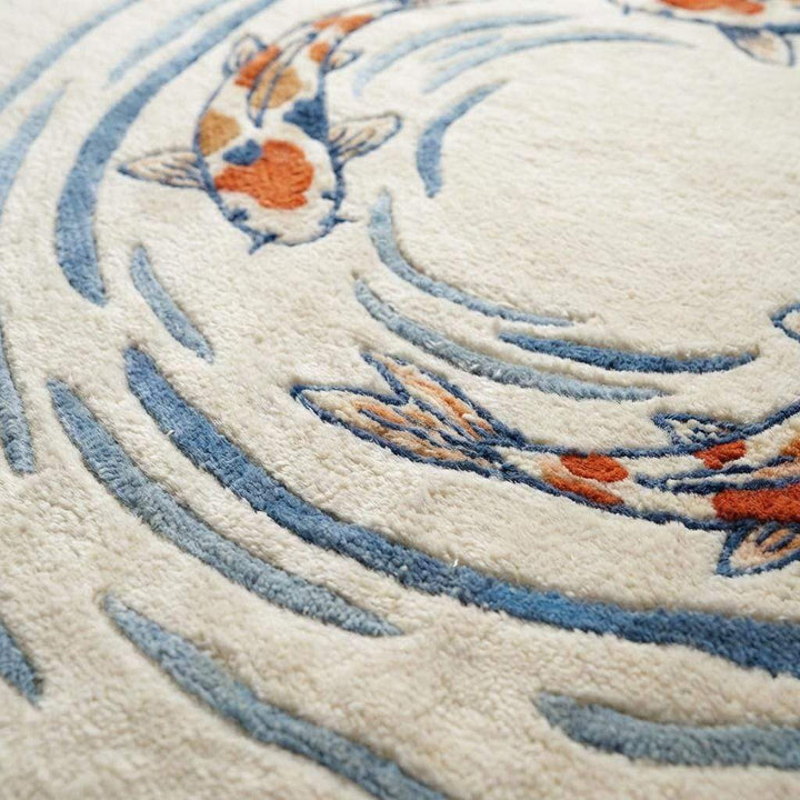 Translation missing: en.Koi Fish Rug Hand Tufted Irregular Shaped Wool Area