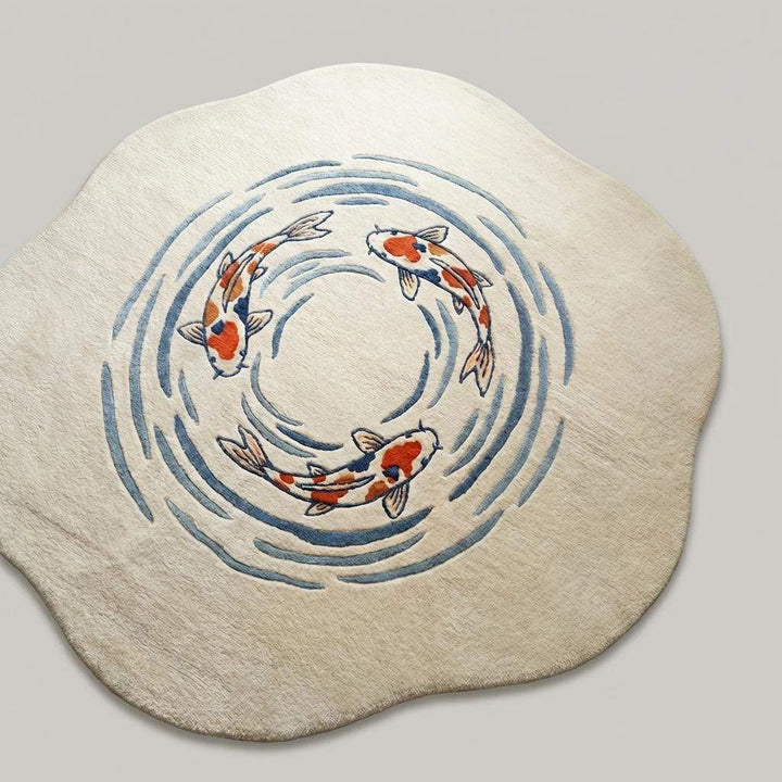 Translation missing: en.Koi Fish Rug Hand Tufted Irregular Shaped Wool Area