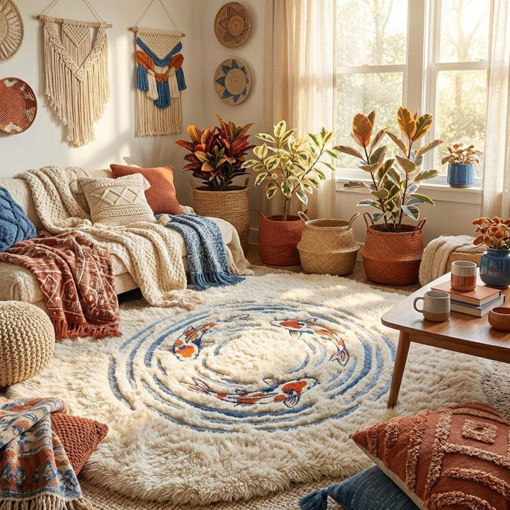 Translation missing: en.Koi Fish Rug Hand Tufted Irregular Shaped Wool Area