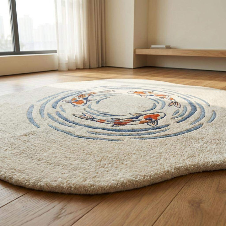 Translation missing: en.Koi Fish Rug Hand Tufted Irregular Shaped Wool Area