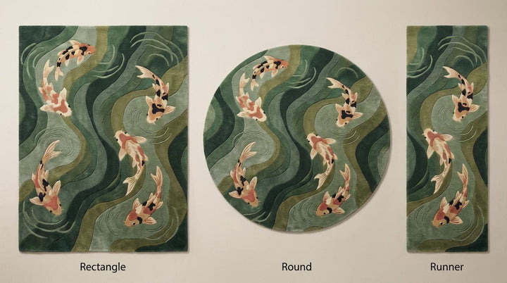 Translation missing: es.Koi Fish Rug Japanese Zen Area Rug Japandi Living Room Decor