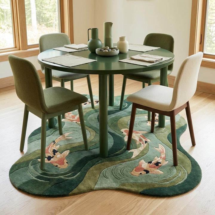 Translation missing: es.Koi Fish Rug Japanese Zen Area Rug Japandi Living Room Decor