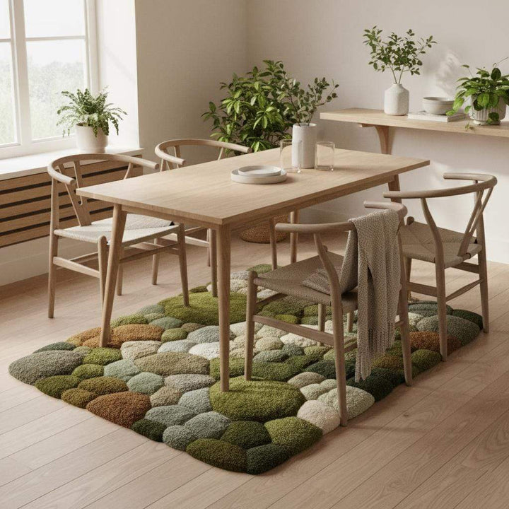 Translation missing: es.Luxurious Moss-Texture Hand-Tufted Area Rug | Biophilic Green Statement Floor Piece | Living Room Natural Home Décor | Olive Sage Cream