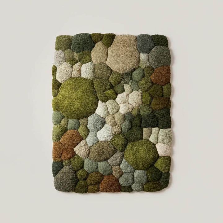 Translation missing: es.Organic sculptural floor piece rug with lush green texture and natural home décor aesthetic, lifestyle shot