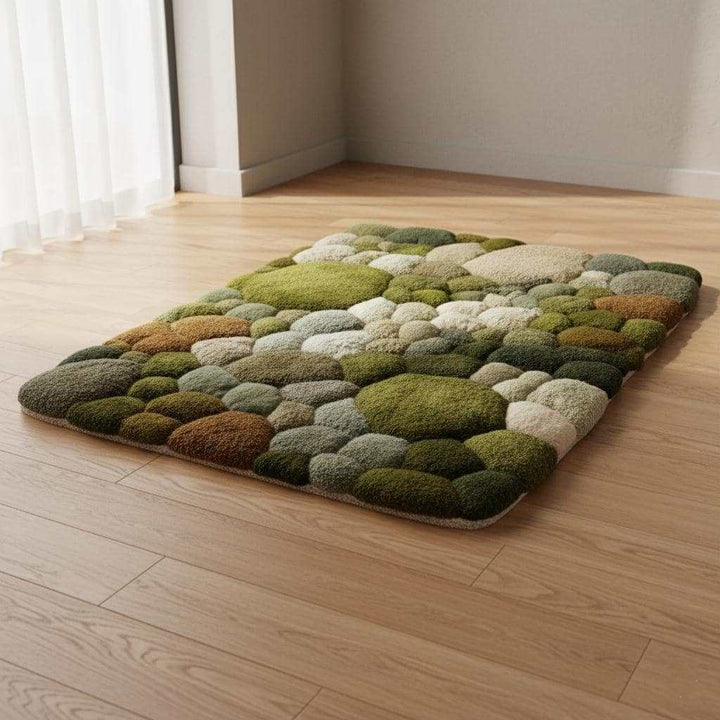Translation missing: es.Luxury textured wool rug inspired by forest moss pods, perfect for modern Nordic or boho-style interiors