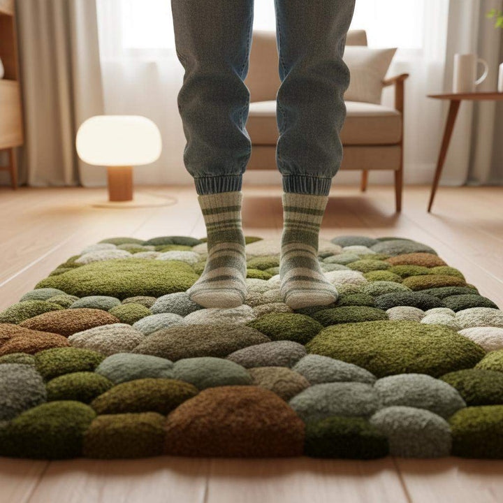 Translation missing: es.Luxurious Moss-Texture Hand-Tufted Area Rug | Biophilic Green Statement Floor Piece | Living Room Natural Home Décor | Olive Sage Cream