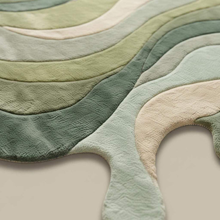 Translation missing: es.Melting Abstract Rug | Green Wavy Hand Tufted Sculptural Rug