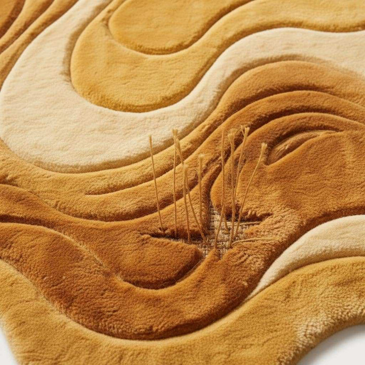 Translation missing: es.Melting Area Rug Irregular Shape Sculpted Wool Rug, Mid Century Modern Abstract Carpet, Organic Wavy High Pile Statement Rug
