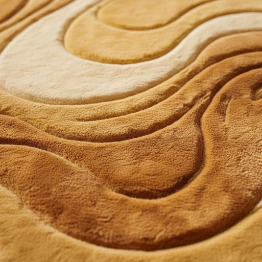 Translation missing: es.Melting Area Rug Irregular Shape Sculpted Wool Rug, Mid Century Modern Abstract Carpet, Organic Wavy High Pile Statement Rug