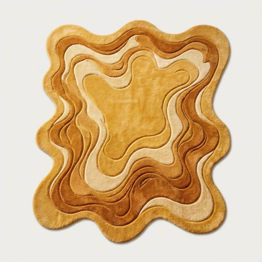 Translation missing: es.Abstract melting rug with organic wavy design, high pile carved surface, mid century modern living room decor