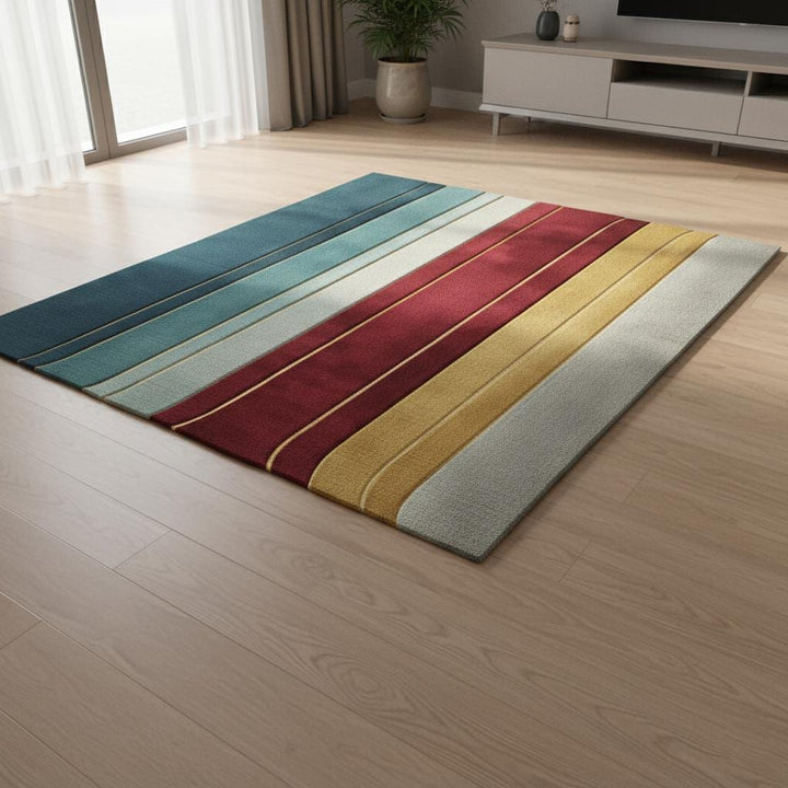 Translation missing: es.Metallic Gold Stripe Rug: Jewel Tone Hand-Woven Decor 9x12 Rug Teppich