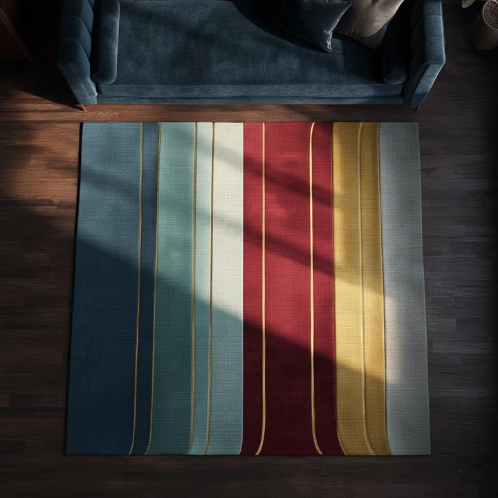 Translation missing: es.Metallic Gold Stripe Rug: Jewel Tone Hand-Woven Decor 9x12 Rug Teppich