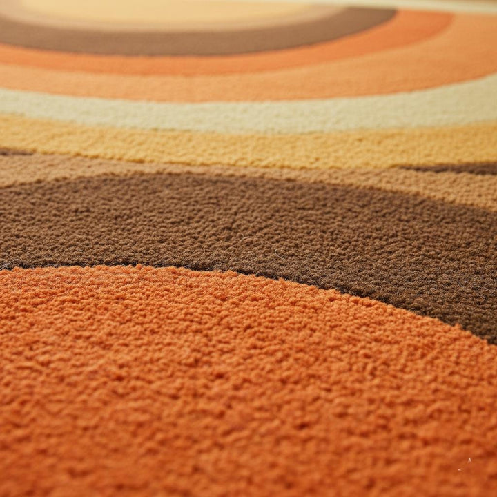 Translation missing: en.Mid Century Area Rug with plush pile and bold arc pattern in warm earthy tones