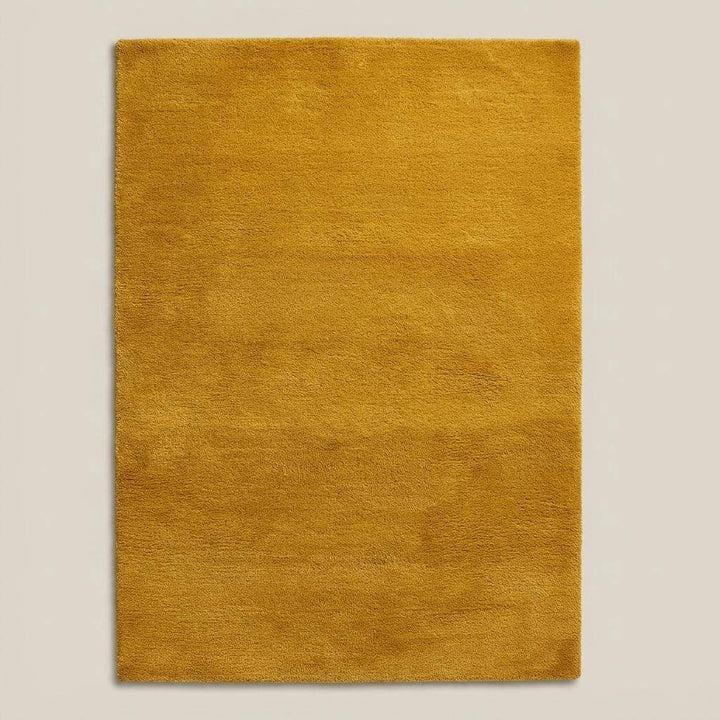 Translation missing: es.Mustard yellow area rug with retro mid century design and soft low pile texture for modern living room decor