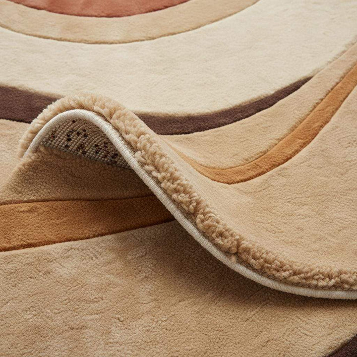 Translation missing: en.Close-up of hand tufted rug texture showing plush pile height, dense fibers, soft wool surface, and clean carved edges highlighting craftsmanship and comfort