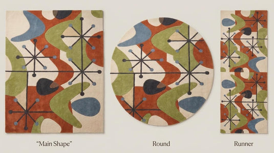 Translation missing: es.Rectangle abstract rug design available in custom round rug and runner hallway rug sizes for modern interiors __etsy:8048433143