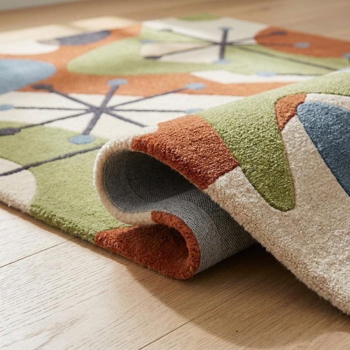 Translation missing: es.Mid Century Modern Abstract Rug, Hand Tufted Wool Area Rug for Living Room &amp; Office Decor __etsy:8048433219