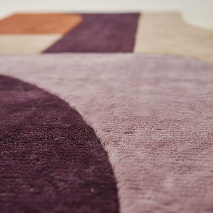 Translation missing: en.Mid Century Modern Abstract Rug, Retro Geometric Wool Area Rug, High Pile Sculpted Handmade Living Room Statement Carpet