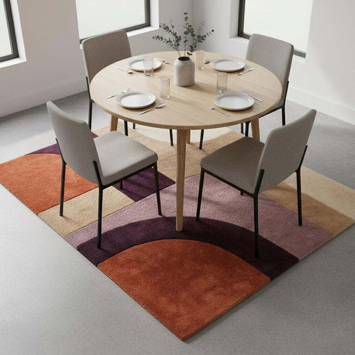 Translation missing: en.Handmade modern retro wool rug with sculpted texture, bold abstract shapes, luxury statement rug for contemporary interiors