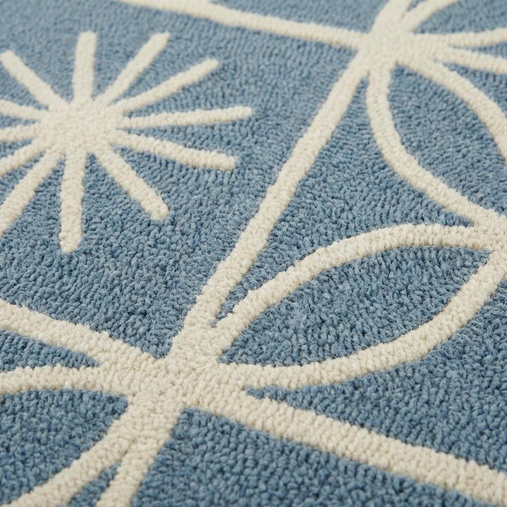 Translation missing: en.Mid Century Modern Blue Area Rug, Scandinavian Geometric Cream Pattern Rug, Retro Starburst Living Room Carpet, Soft Nursery Rug Decor