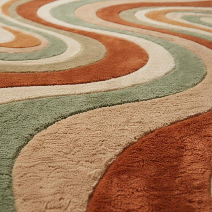 Translation missing: es.Mid Century Modern Retro Wavy Wool Rug for Living Room Decor