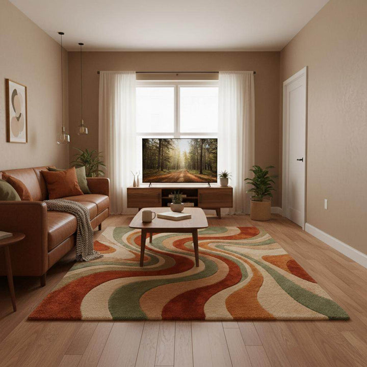 Translation missing: es.Mid Century Modern Retro Wavy Wool Rug for Living Room Decor