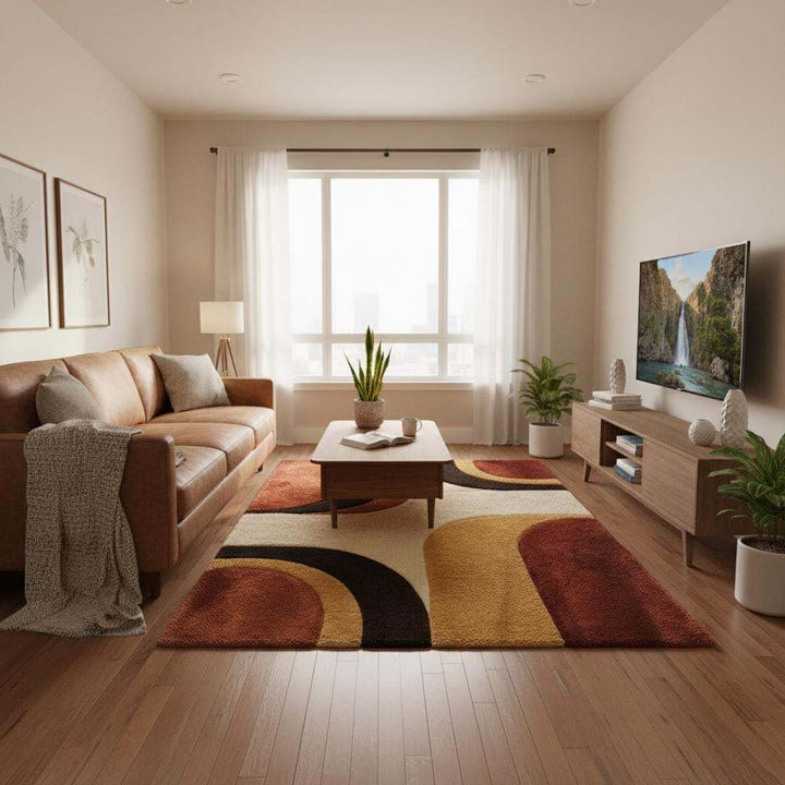 Translation missing: en.Mid Century Modern Rug, Retro Abstract Geometric Area Rug for Living Room