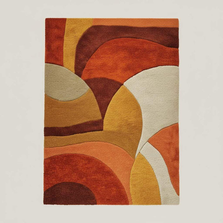 Translation missing: en.Textured, plush high-pile rug with retro color blocks — perfect mid-century modern living room accent piece