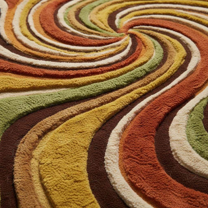 Translation missing: en.Mid Century Modern Swirl Area Rug, Handmade Tufted Wool Living Room Decor