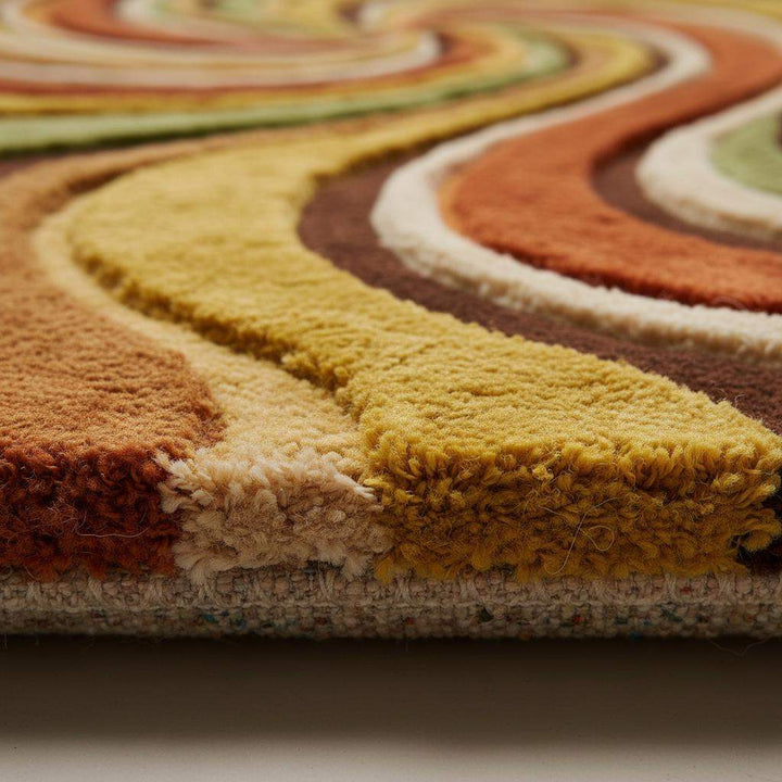 Translation missing: en.Mid Century Modern Swirl Area Rug, Handmade Tufted Wool Living Room Decor