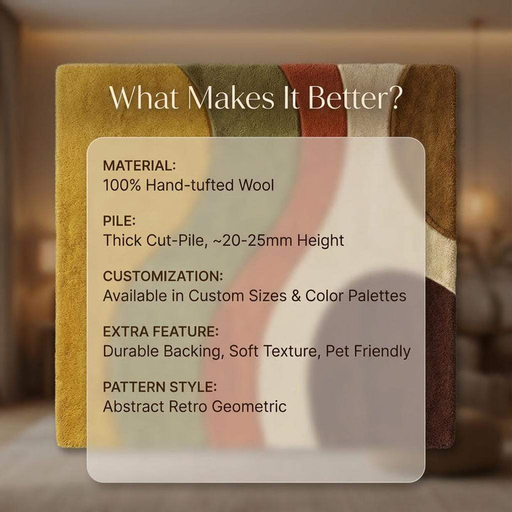 Translation missing: en.Mid Century Modern Wavy Area Rug – Earth Tones Abstract Carpet