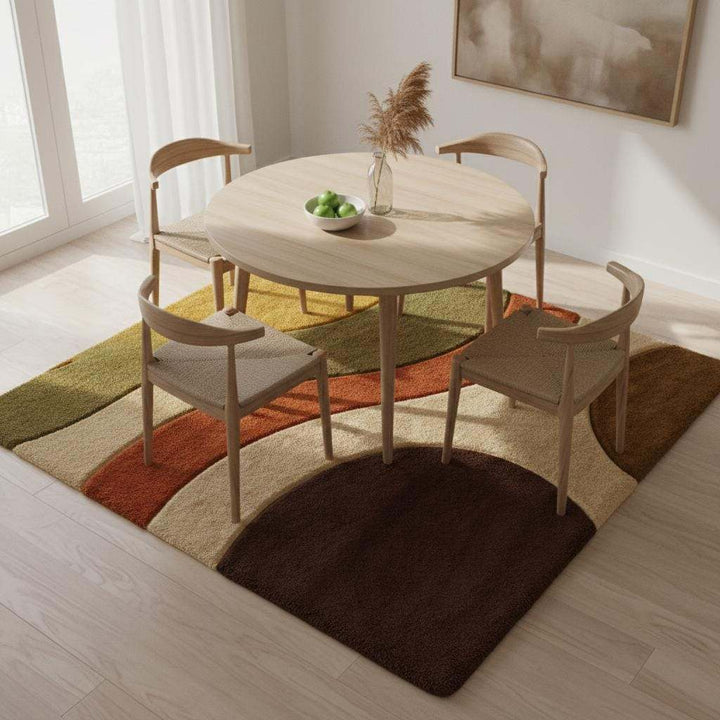 Translation missing: en.Mid Century Modern Wavy Area Rug – Earth Tones Abstract Carpet