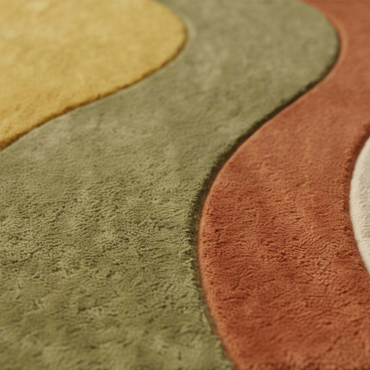 Translation missing: en.Mid Century Modern Wavy Area Rug – Earth Tones Abstract Carpet