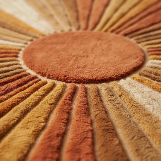 Translation missing: es.Mid Century Sunburst Retro Hand Tufted Wool Rug in Warm Earth Tones