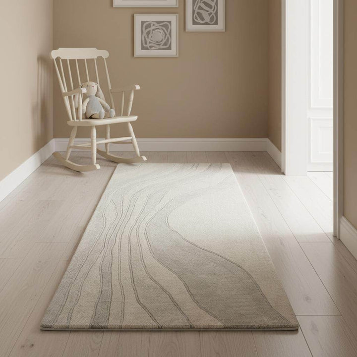 Translation missing: es.Minimalist Japandi Neutral Runner Rug with Soft Wave Design