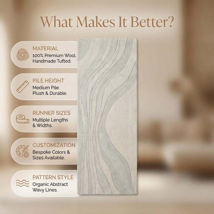 Translation missing: es.Minimalist Japandi Neutral Runner Rug with Soft Wave Design