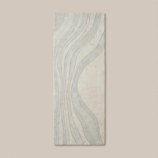 Translation missing: es.Modern hallway runner rug with subtle wave design and neutral colors, ideal for minimalist and Japandi interiors