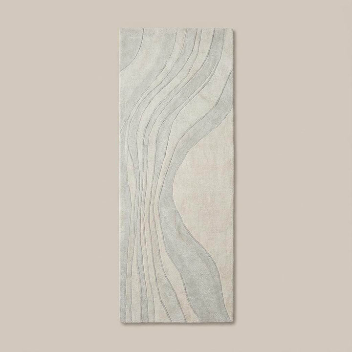 Translation missing: es.Modern hallway runner rug with subtle wave design and neutral colors, ideal for minimalist and Japandi interiors
