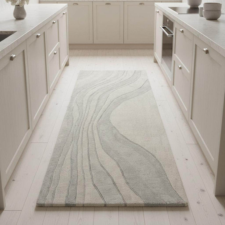 Translation missing: es.Ivory and beige runner rug with light warm gray accents designed for modern neutral home décor