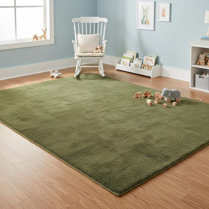 Translation missing: en.Minimalist Solid Olive Green Plush Area Rug