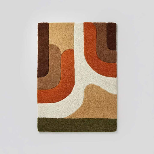 Translation missing: es.Earth tone plush rug with soft high pile and abstract mid-century design in warm geometric colors