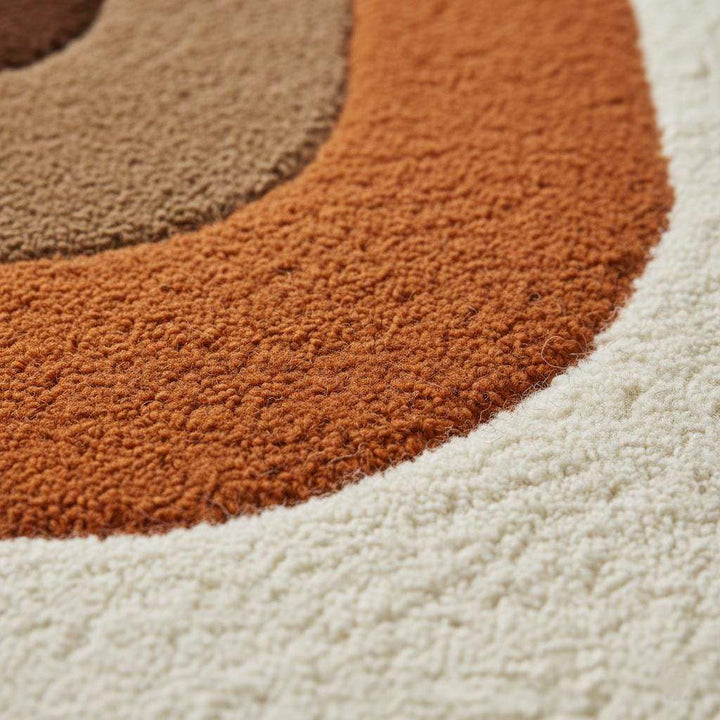 Translation missing: en.Large earth tone plush rug with soft high pile texture and mid-century abstract curved block design