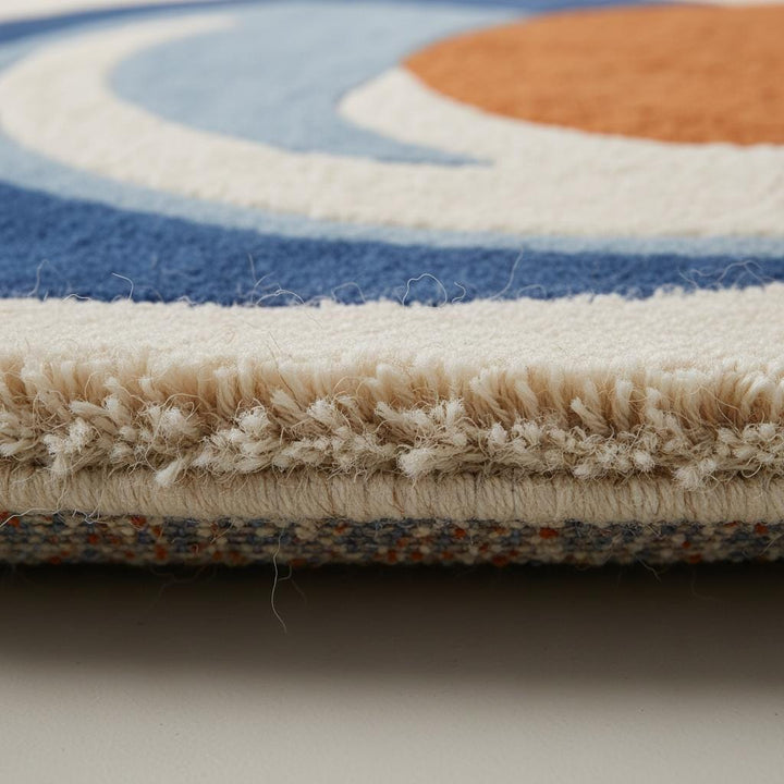 Translation missing: en.Modern abstract rug hand tufted round wool area rug in blue and orange colors