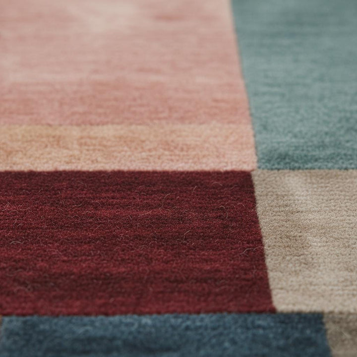 Translation missing: en.Modern Colour-Block Area Rug | Mid-Century Walnut &amp; Pastel Squares – Soft Geo Pattern for Living Room, Bedside and Lounge Teppich